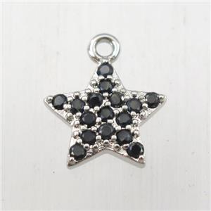 copper star pendant paved zircon, platinum plated, approx 12mm dia [FDZN9144]