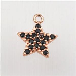 copper star pendant paved zircon, rose gold, approx 12mm dia [FDZN9146]