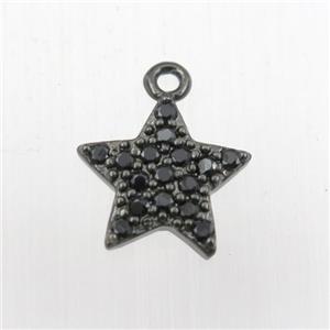 copper star pendant paved zircon, black plated, approx 12mm dia [FDZN9147]