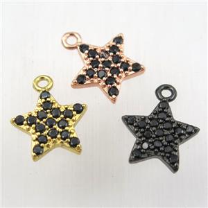 copper star pendant paved zircon, mix color, approx 12mm dia [FDZN9148]