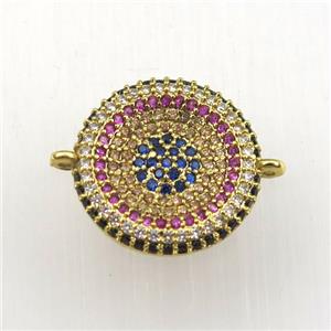copper connector paved zircon, circle, gold plated, approx 16mm dia [FDZN9150]