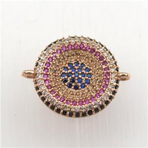 copper connector paved zircon, circle, rose gold, approx 16mm dia [FDZN9151]