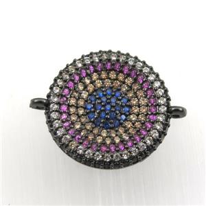 copper connector paved zircon, circle, black plated, approx 16mm dia [FDZN9152]