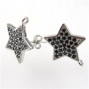 copper earring studs paved zircon, approx 16mm dia [FDZN9183]