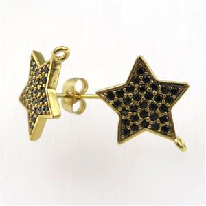 copper earring studs paved zircon, approx 16mm dia [FDZN9184]