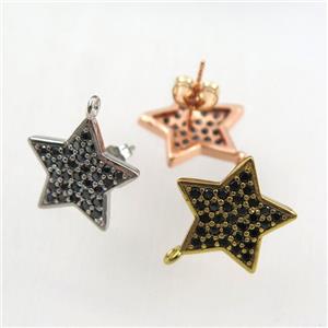 copper earring studs paved zircon, approx 16mm dia [FDZN9186]