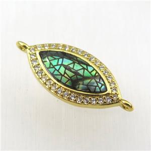 copper eye connector paved zircon with abalone shell, gold plated, approx 10-20mm [FDZN9191]