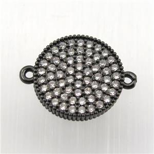 copper circle connector paved zircon, black plated, approx 14mm dia [FDZN9197]