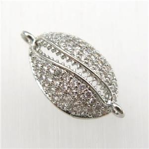 copper connector paved zircon, platinum plated, approx 10-16mm [FDZN9199]
