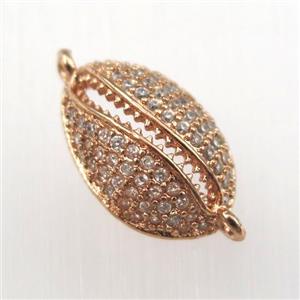 copper connector paved zircon, rose gold, approx 10-16mm [FDZN9201]