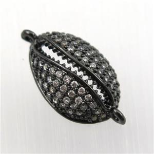 copper connector paved zircon, black plated, approx 10-16mm [FDZN9202]