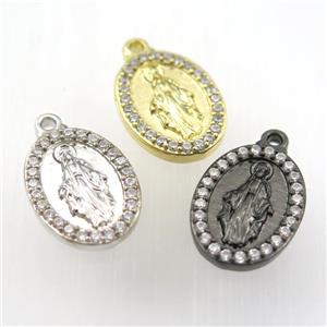 copper Jesus pendant paved zircon, mix color, approx 13-18mm [FDZN9210]