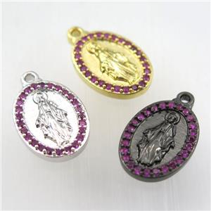 copper Jesus pendant paved zircon, mixed color, approx 13-18mm [FDZN9214]