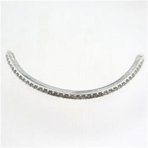 copper connector paved zircon, bend stick, platinum plated, approx 45mm length [FDZN9220]