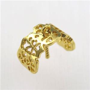 copper pendant paved zircon with bail, gold plated, approx 12-17mm [FDZN9227]