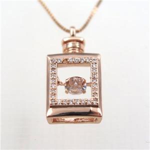 copper necklace pave zircon, rose gold, approx 10-18mm, 0.6mm chain, 40cm length [FDZN9244]