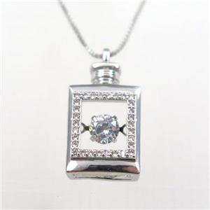 copper necklace pave zircon, platinum plated, approx 10-18mm, 0.6mm chain, 40cm length [FDZN9245]