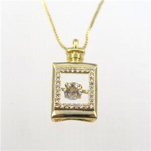 copper necklace pave zircon, gold plated, approx 10-18mm, 0.6mm chain, 40cm length [FDZN9246]