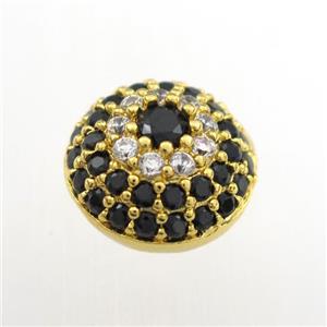 copper button beads paved zircon, gold plated, approx 10-13mm [FDZN9263]