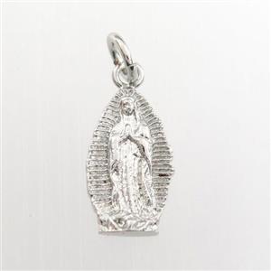 copper Jesus pendant, platinum plated, approx 8-14mm [FDZN9272]