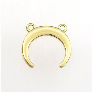 copper crescent pendant with 2loops, gold plated, approx 14mm dia [FDZN9276]