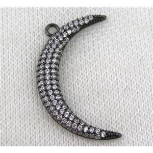copper moon pendant paved zircon, black plated, approx 25-40mm [FDZN928]
