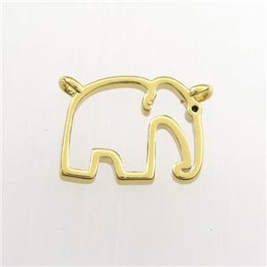 copper elephant pendant with 2loops, gold plated, approx 11-14mm [FDZN9280]