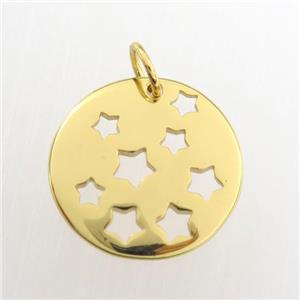copper circle pendant, gold plated, approx 16mm dia [FDZN9285]