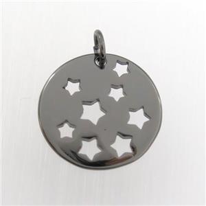 copper circle pendant, black plated, approx 16mm dia [FDZN9286]