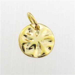 copper circle pendant, hammered, gold plated, approx 9mm dia [FDZN9290]