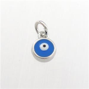 copper pendant with evil eye, platinum plated, approx 6mm dia [FDZN9294]