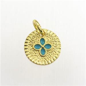 copper circle pendant, enameling, gold plated, approx 10mm dia [FDZN9311]