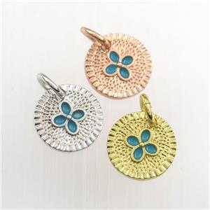 copper circle pendant, enameling, mix color, approx 10mm dia [FDZN9312]