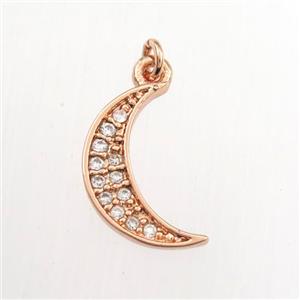 copper moon pendant paved zircon, rose gold, approx 7-12mm [FDZN9332]