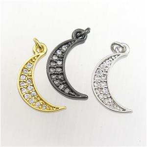 copper moon pendant paved zircon, mix color, approx 7-12mm [FDZN9336]