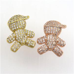 copper boy pendant paved zircon, mix color, approx 14-18mm [FDZN9344]