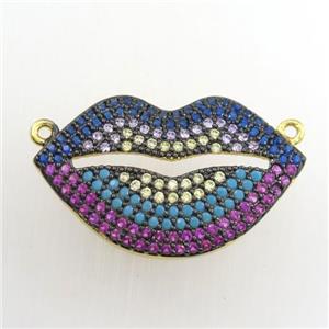 copper lip pendant paved zircon, gold plated, approx 16-26mm [FDZN9349]