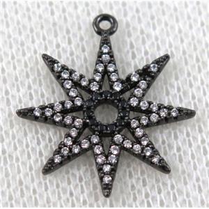 copper sun pendant paved zircon, black plated, approx 35mm dia [FDZN935]