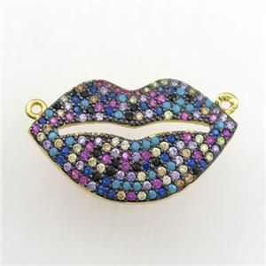 copper lip pendant paved zircon, multicolor, gold plated, approx 16-26mm [FDZN9350]