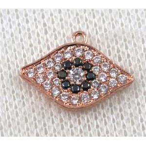 copper eye pendant paved zircon, rose gold, approx 12-17mm [FDZN941]