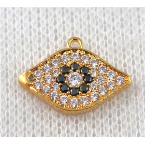 copper eye pendant paved zircon, gold plated, approx 12-17mm [FDZN942]