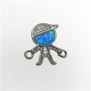 copper kids connector paved zircon with fire opal, black plated, approx 8-12mm [FDZN9424]