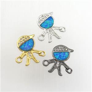 copper kids connector paved zircon with fire opal, mix color, approx 8-12mm [FDZN9425]