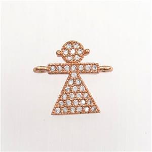 copper kids connector paved zircon, rose gold plated, approx 8-12mm [FDZN9429]