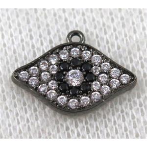 copper eye pendant paved zircon, black plated, approx 12-17mm [FDZN943]