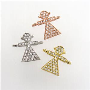 copper kids connector paved zircon, mix color, approx 8-12mm [FDZN9432]