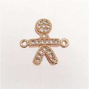 copper kids connector paved zircon, rose gold, approx 8-12mm [FDZN9433]
