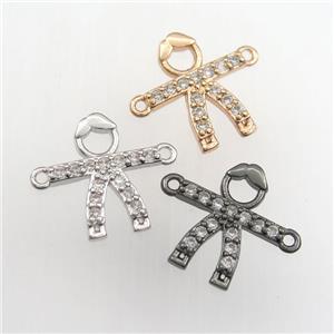 copper kids connector paved zircon, mix color, approx 13-15mm [FDZN9440]