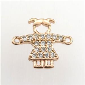 copper kids connector paved zircon, rose gold, approx 13-15mm [FDZN9441]
