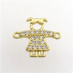 copper kids connector paved zircon, gold plated, approx 13-15mm [FDZN9443]